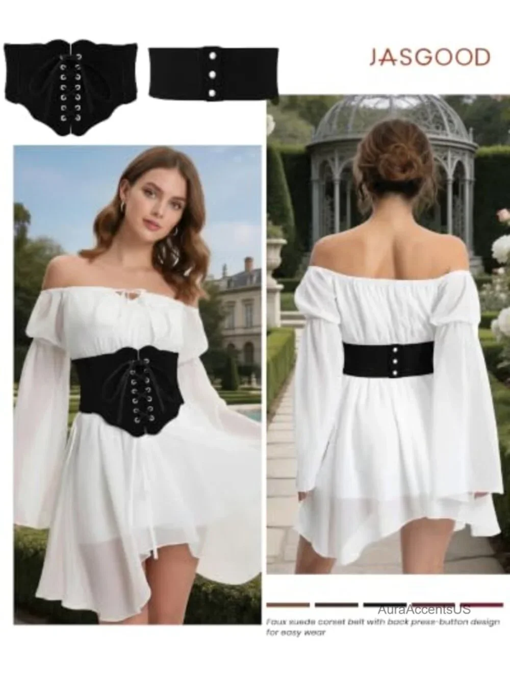 Suede Corset Belt Wide Waist Cincher Lace-up Vintage Shapewear